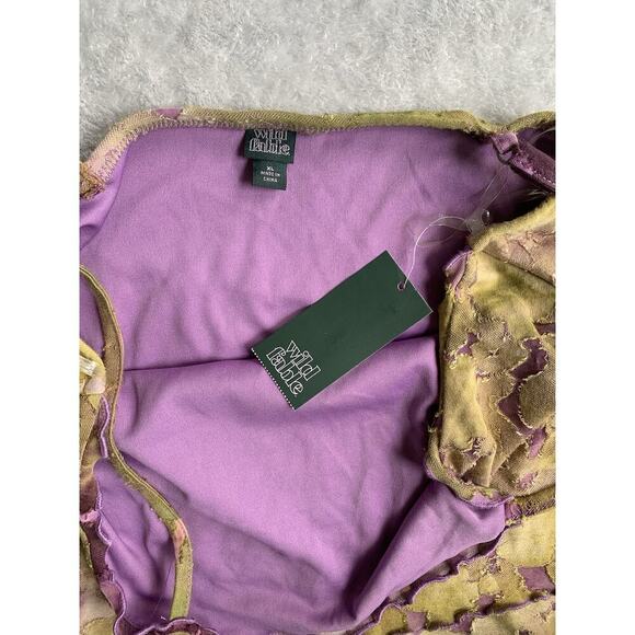 Wild Fable Women’s Dress Large NWT Green Purple Boho Garden Fairy Gremlin Core X - Picture 4 of 7